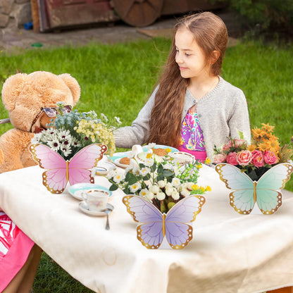 Fuutreo 6 Pcs Butterfly Centerpieces for Baby Shower, Birthday, Tea Party Favors, Tables Decor, Themed Party Supplies, Wedding Decorations