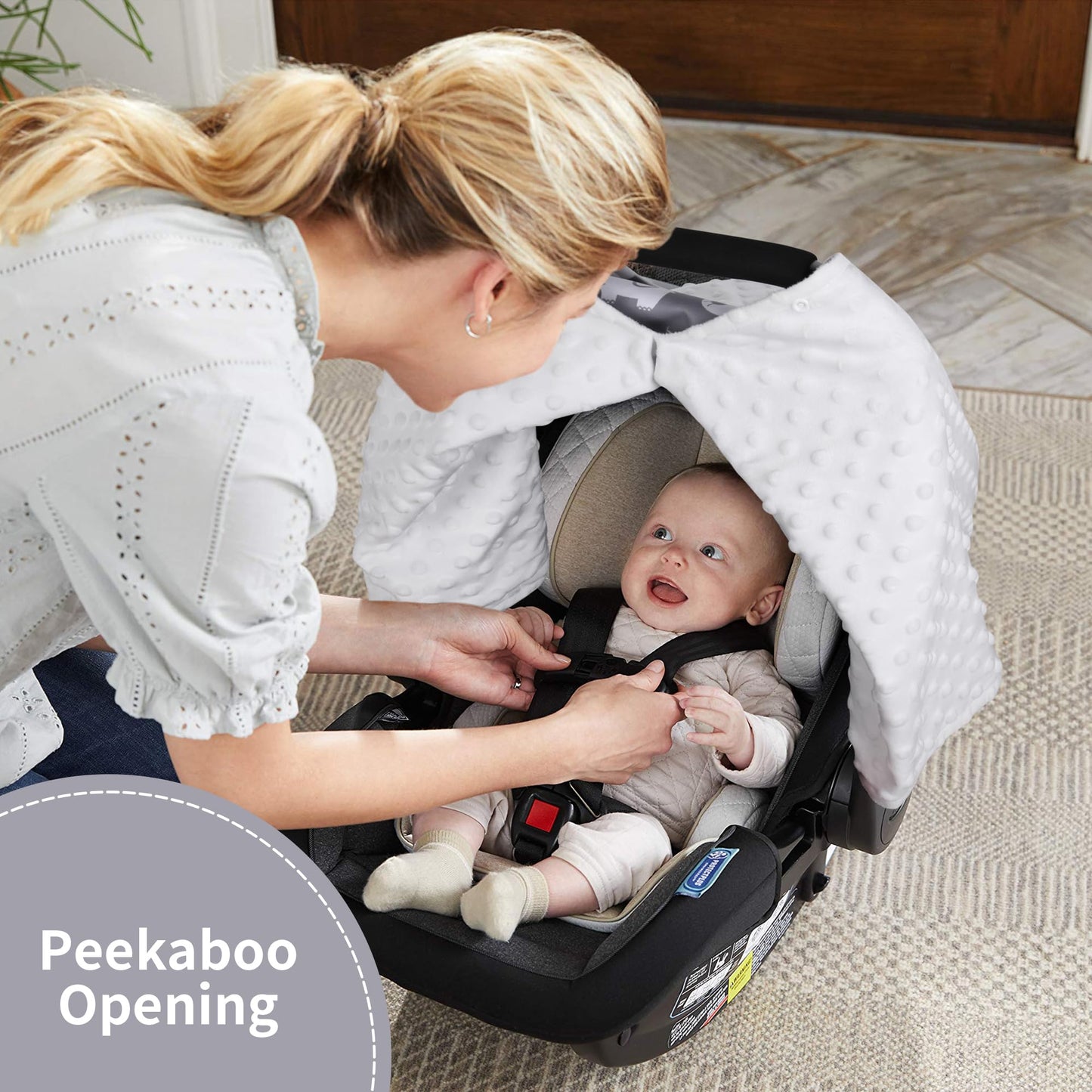 Rquite Car Seat Cover Baby, Carseat Covers Baby Boy, Minky Infant Car Seat Cover Winter, Peekaboo Opening Car Seat Canopy, Multi-use Baby Carrier, Stroller, Nursing Cover, Minky Blanket, Dinosaur