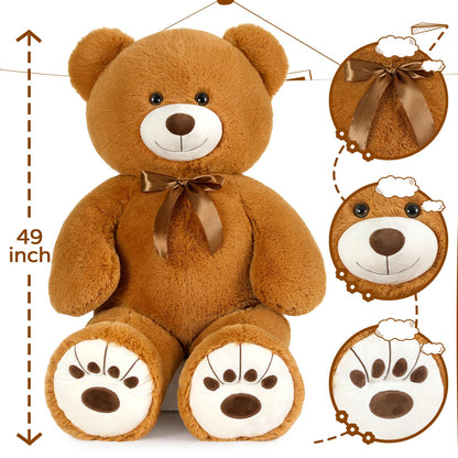Muiteiur 49 inch Giant Teddy Bear Stuffed Animal, Big Bear Plush with Big Footprint, Great Gift for Party Decorations (Brown)