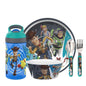 Zak Designs 5-Piece Dinnerware Set, Baby Shark - Durable Plastic & Stainless Steel - Includes Water Bottle, 8-Inch Plate, 6-Inch Bowl, Fork & Spoon - Suitable for Kids Ages 3+