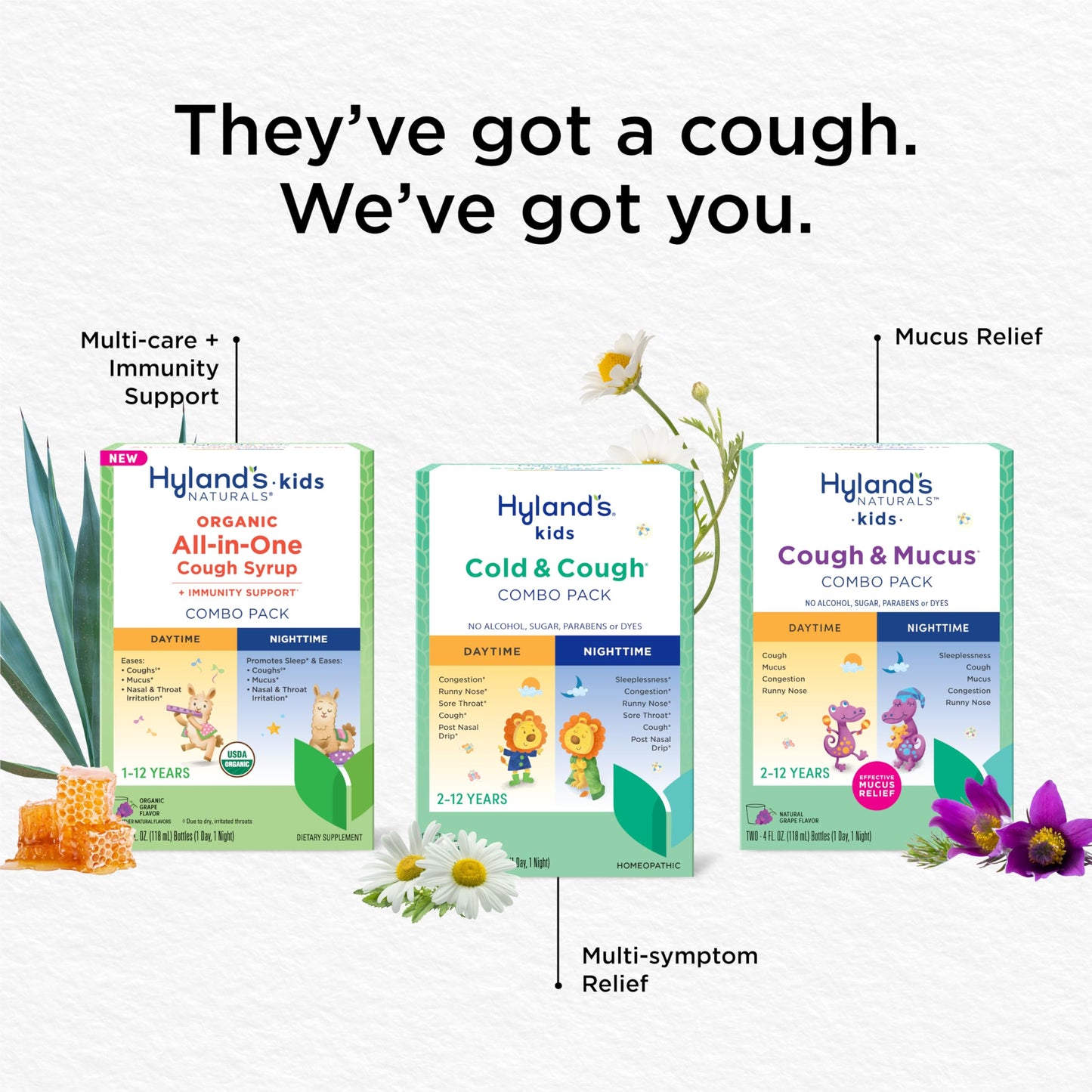 Hyland's Kids Cold and Cough, Day and Night Combo Pack, Cold Medicine for Ages 2 and up, Syrup Cough Medicine for Kids, Nasal Decongestant, 4 Fl Oz (Pack of 2)