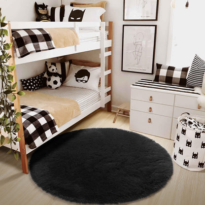 Pink Round Area Rugs 6Ft for Bedroom Living Room, Big Fluffy Shag Circle Rug for Kids Playroom, Cute Preppy Room Decor for Teen Girls, Cozy Fuzzy Furry Plush Carpets for Baby Nursery, Dorm, Classroom