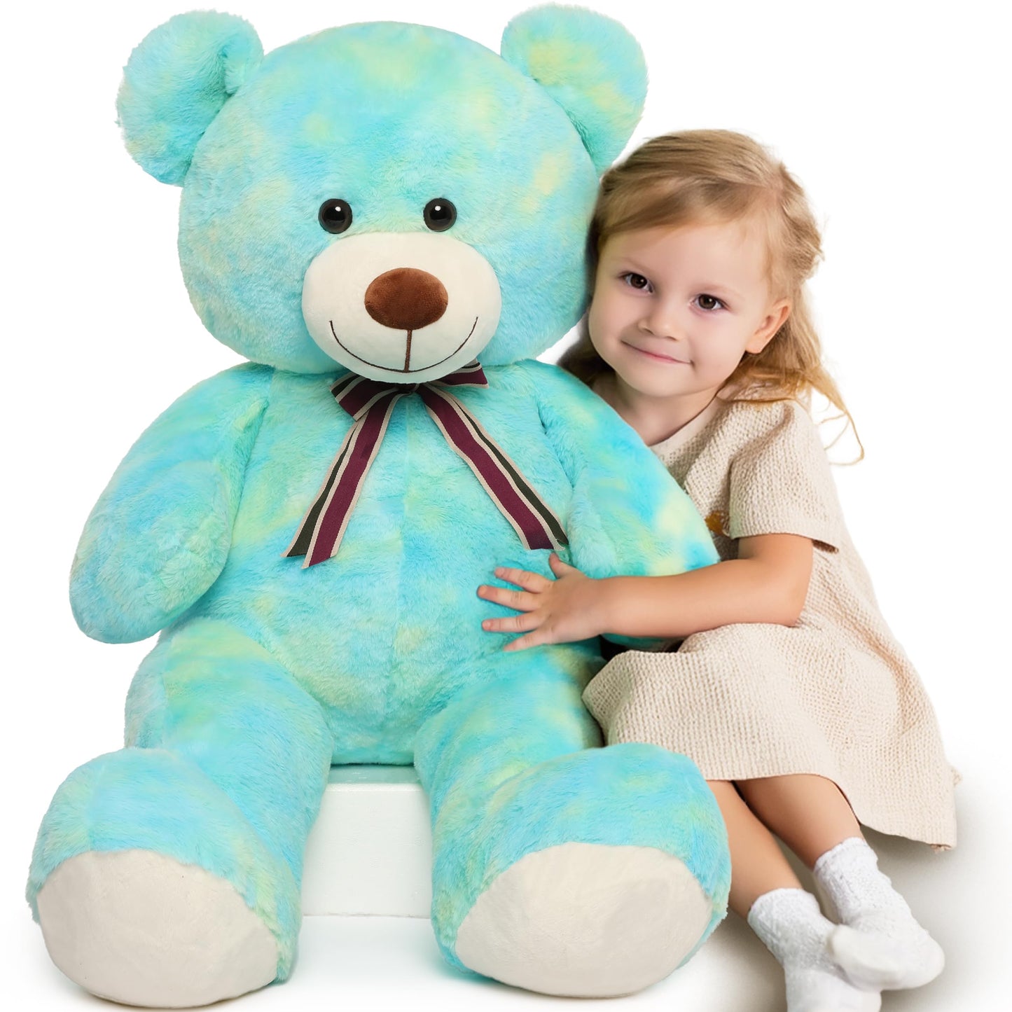 Tezituor 59" Gaint Teddy Bear Stuffed Animal,5ft Life Size Big Teddy Bears,Light Brown Cute Soft Plush Toy,Gifts for Kids Girls Boys Girlfriend Valentine,Christmas,Birthday,Baby Shower,Wedding Party
