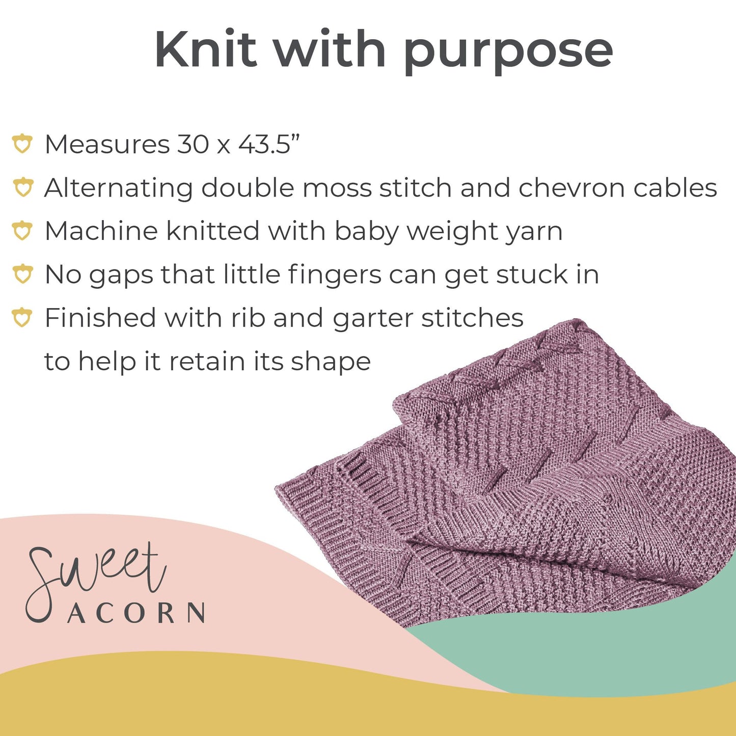 Knit Baby Blanket in Elegant Pattern, Organic Cotton Blankets for Crib or Stroller, Receiving Blankets - Salt White