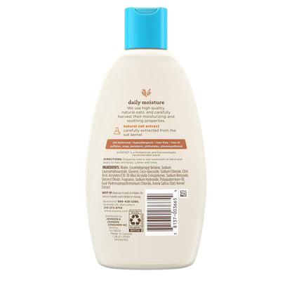 Aveeno Baby Daily Moisture Gentle Body Wash & Shampoo with Oat Extract, 2-in-1 Baby Bath Wash & Hair Shampoo, Tear- & Paraben-Free for Hair & Sensitive Skin, Lightly Scented, 18 fl. oz