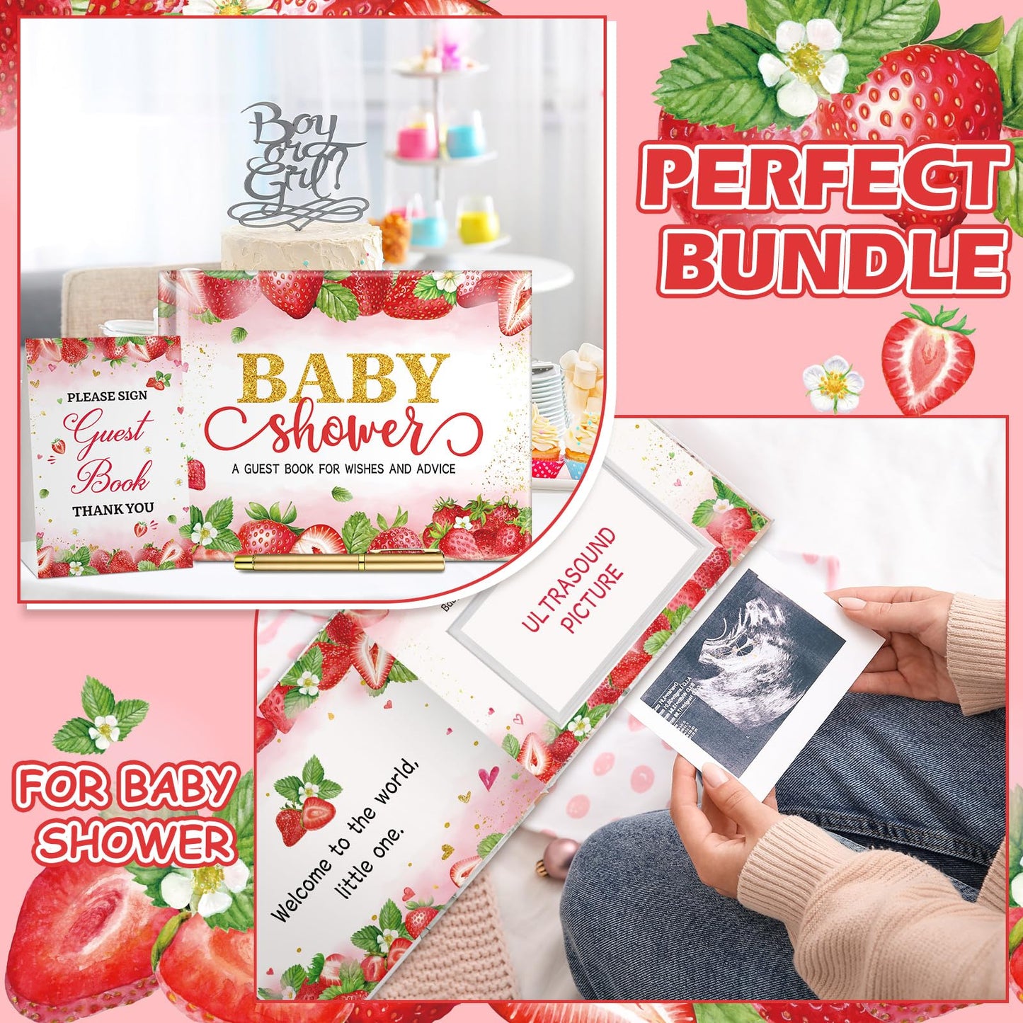 27 Pcs Butterfly Floral Baby Shower Guest Book Set Baby Shower Sign in Guest Floral Book Place Table Cards with Gold Pen Adhesive Photo Corner for Birthday Party