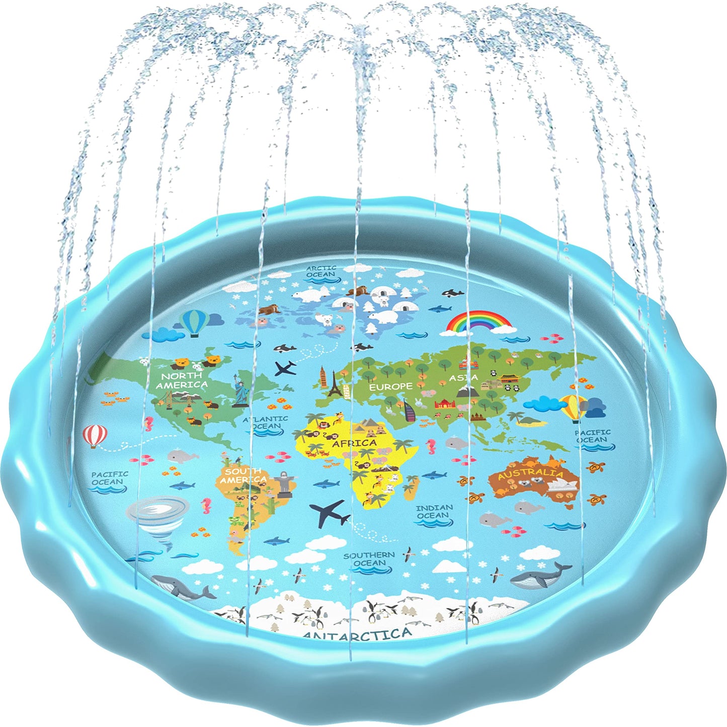 SplashEZ 3-in-1 Splash Pad, Sprinkler for Kids & Baby Pool for Learning – Toddler Sprinkler Pool, 60’’ Outside Water Toys – “from A to Z” Outdoor Play Mat for Babies & Toddlers