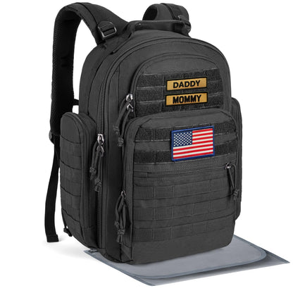 SHARKMOUTH Diaper Bag Backpack for Dad and Mom, Military Molle diaper Pack with Insulated Bottle Holders and Wipe Pocket