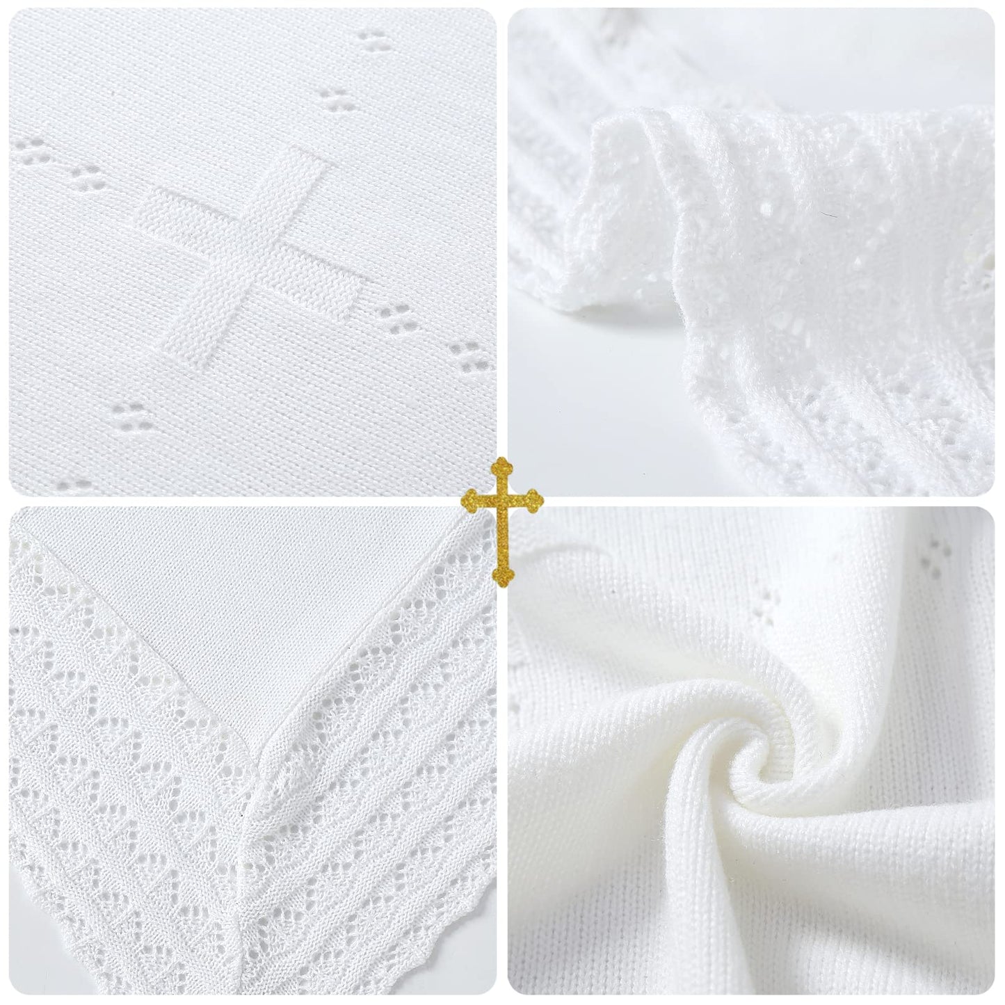 Booulfi Knit White Baby Blankets Neutral,Crib Stroller Newborn Blankets for Boys Girls,Cotton Lace Crochet Winter Blanket Nursery Blanket New Baby Essentials, 38X39
