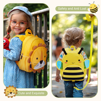 mommore Toddler Backpack for Boys 2-4, 3D Cartoon Mini Kids Travel Bag, Small Baby Backpack with Toddler Leash, Chest Buckle, Water-Resistant Pre-K Schoolbag, Dinosaur
