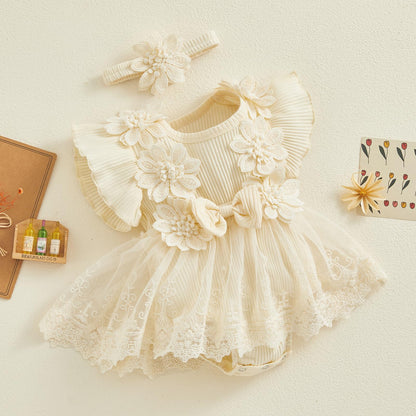 MERSARIPHY Newborn Baby Girl Boho Outfits Infant Lace Tulle Ruffle Bubble Romper Dress Jumpsuit Bodysuit Photoshoot Clothes