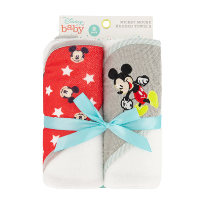 Disney Cudlie Baby Girl Minnie Mouse 2 Pack Rolled/Carded Hooded Towels in Happy Dots Print