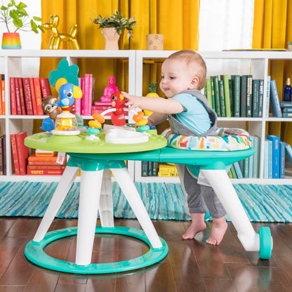 Bright Starts Around We Go 2-in-1 Baby Walker, Discovery Activity Center and Table, Tropic Coral, Ages 6 Months+