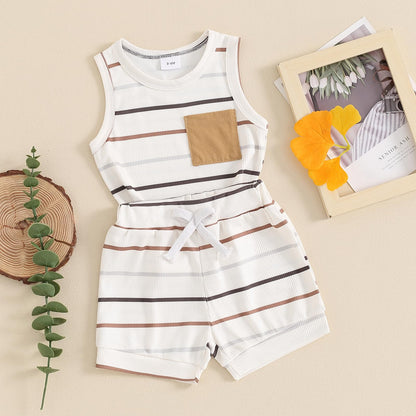 Baby Boy Summer Clothes Striped Tank Tops Camisoles and Shorts Newborn Boys Spring Summer Outfit
