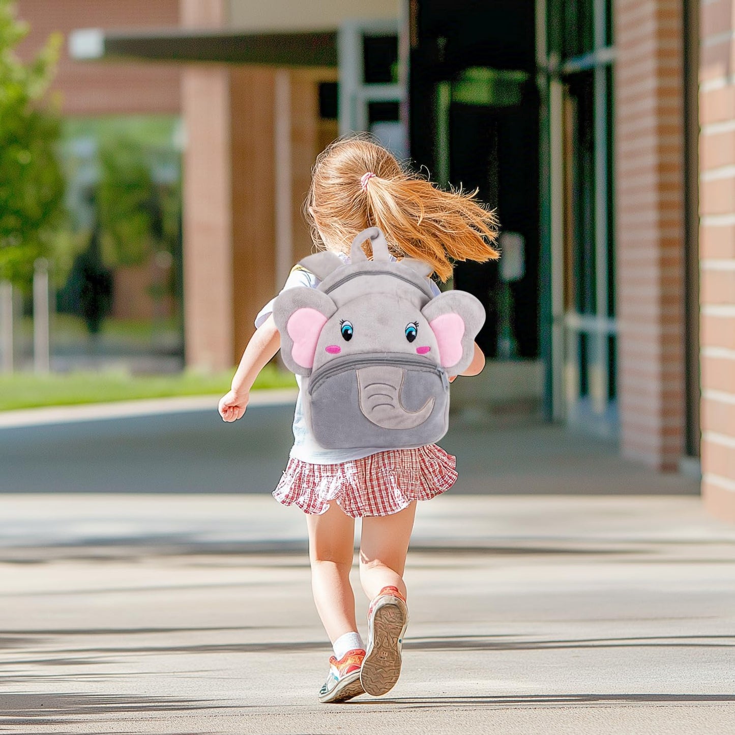 HONGTEYA Toddler Backpack Plush Backpack for Kids Soft Mini Backpack for Girls Animal Elephanet Doll Toys Birthday Easter Christmas kids for Age 1 2 3 4 5