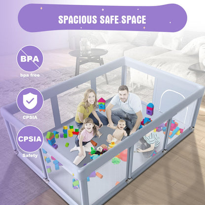 Baby Playpen 50x50 Inch, Play Pens for Babies and Toddlers Baby Fence Baby Play Yards for Indoor & Outdoor with Breathable Mesh Anti-Fall Playpen