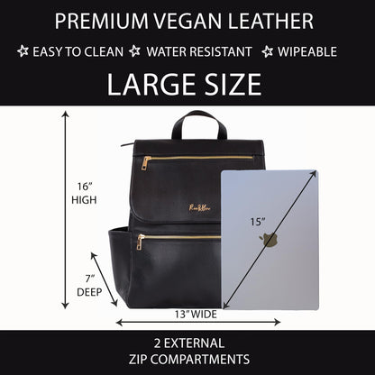 Premium Vegan Leather Diaper Bag Backpack – Large Designer Baby Bag, Stylish Diaper Backpack with Stroller & Crossbody Straps & Multiple Compartments (Powder Blue)