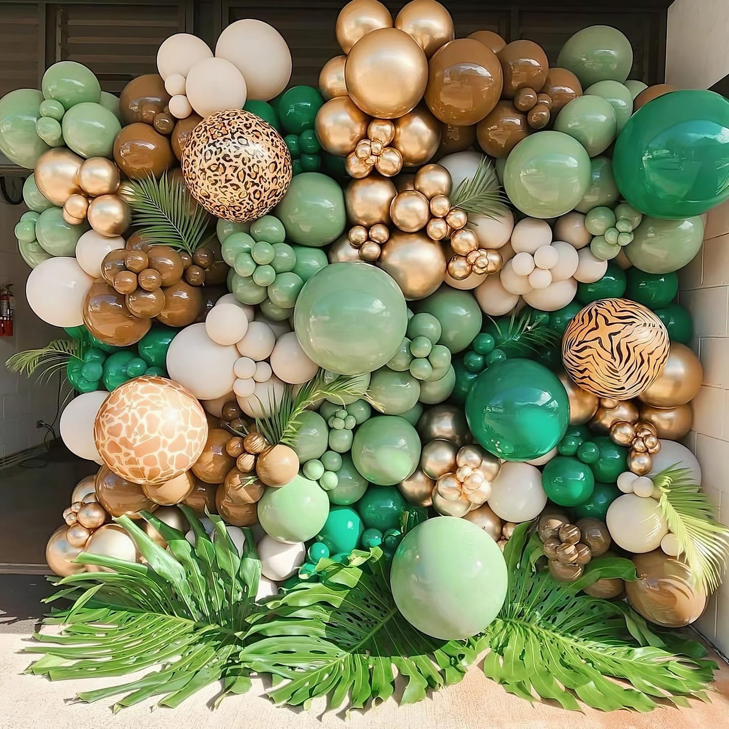 Dusty Blue Sage Green Balloon Arch Kit Slate Fog Blue Pastel Green White Sand Beige Gold Balloons Garland for Jungle Safari Birthday Baby Shower Wedding Party Decorations