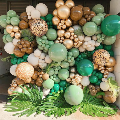 Dusty Blue Sage Green Balloon Arch Kit Slate Fog Blue Pastel Green White Sand Beige Gold Balloons Garland for Jungle Safari Birthday Baby Shower Wedding Party Decorations