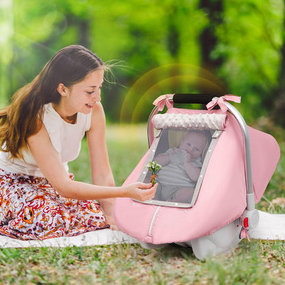 Unicorn Castle Baby Car Seat Cover Infant Car Seat Covers for Babies Breathable Car Seat Canopy Mesh Window Carseat Cover for Four Seasons Newborn