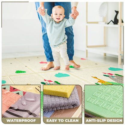 Sorbus Foldable Baby Play Mat, Kids Foam Mats for Floor with Travel Bag - Waterproof Foldable Play Mats for Babies, Infants, Toddlers, and Kids Playtime & Tummy Time 78x70x0.4 (Safari Party)
