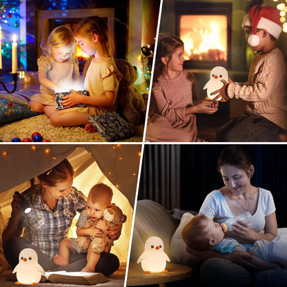 Night Light for Kids, Cute Silicone Night Light, Soft Glow, Animal Night Lamp(Penguin), Cute Light for Children's Room Decoration, Funny Gifts Stuff for Boys Girls Baby, Rechargeable