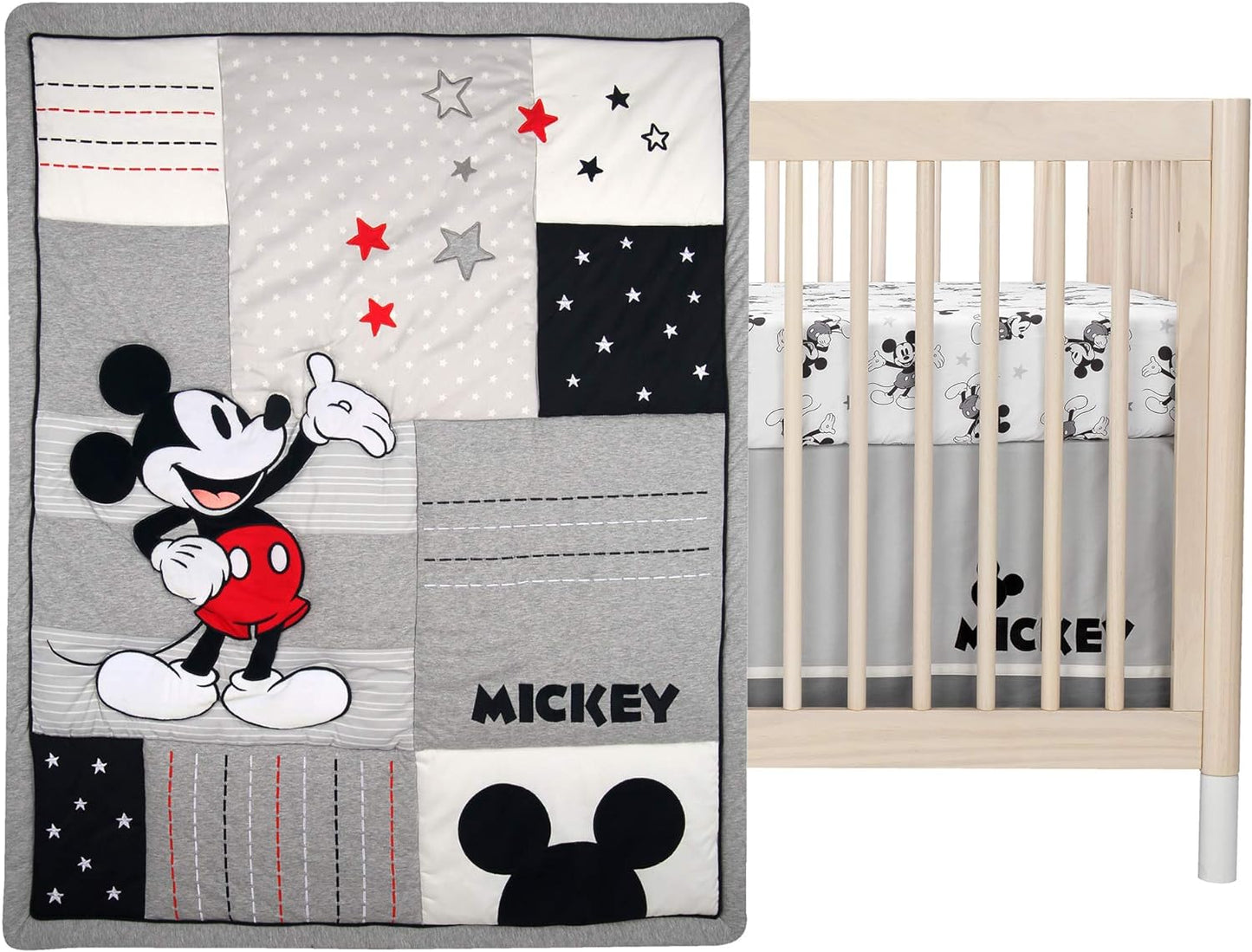 Lambs & Ivy Disney Baby Magical Mickey Mouse 3-Piece Crib Bedding Set - Gray