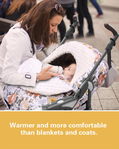 Metplus Winter Baby Car Seat Cover, Blanket-Style Winter Car Seat Canopy for Babies, Warm Plush Fleece Baby Carrier Cover for Infant Boys Girls