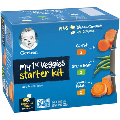 Gerber Organic Baby Food Starter Kit Variety Pack (Assorted Veggie, Pack of 4)
