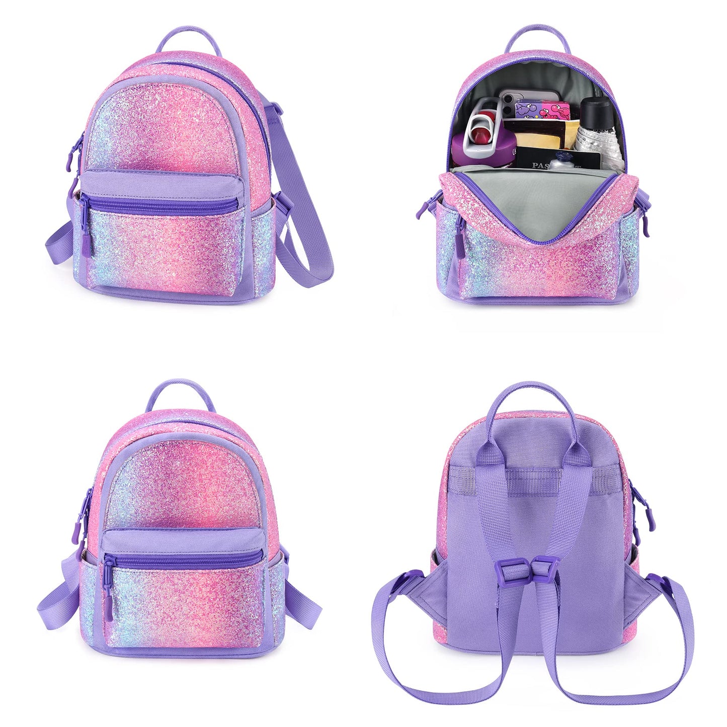mibasies Mini Backpack for Girls Kids Rainbow Purse Dance Bag for Girls Gifts age 2 3 4 5 6 7 8 yrs