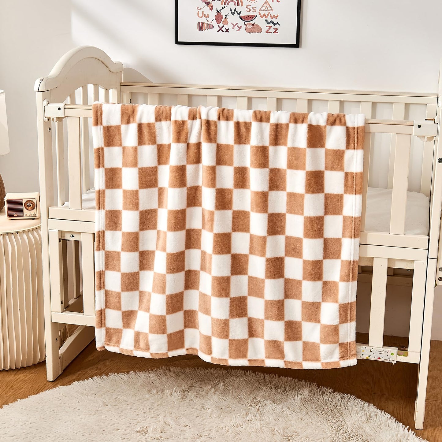 Yurhap Checkered Baby Blanket Fleece Baby Blankets for Boys, Ultra Soft Cozy Fluffy Infant Toddler Newborn Receiving Blankets for Crib Stroller, 30''x40'', Blue