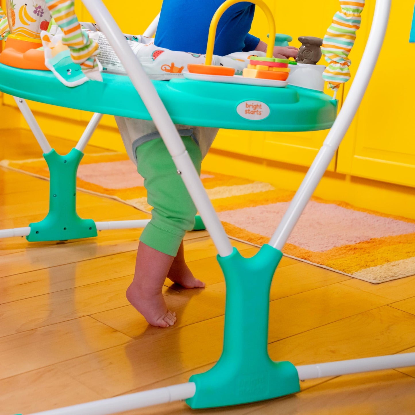 Bright Starts Bounce Bounce Baby 2-in-1 Activity Center Jumper & Table - Playful Pond (Green), 6 Months+