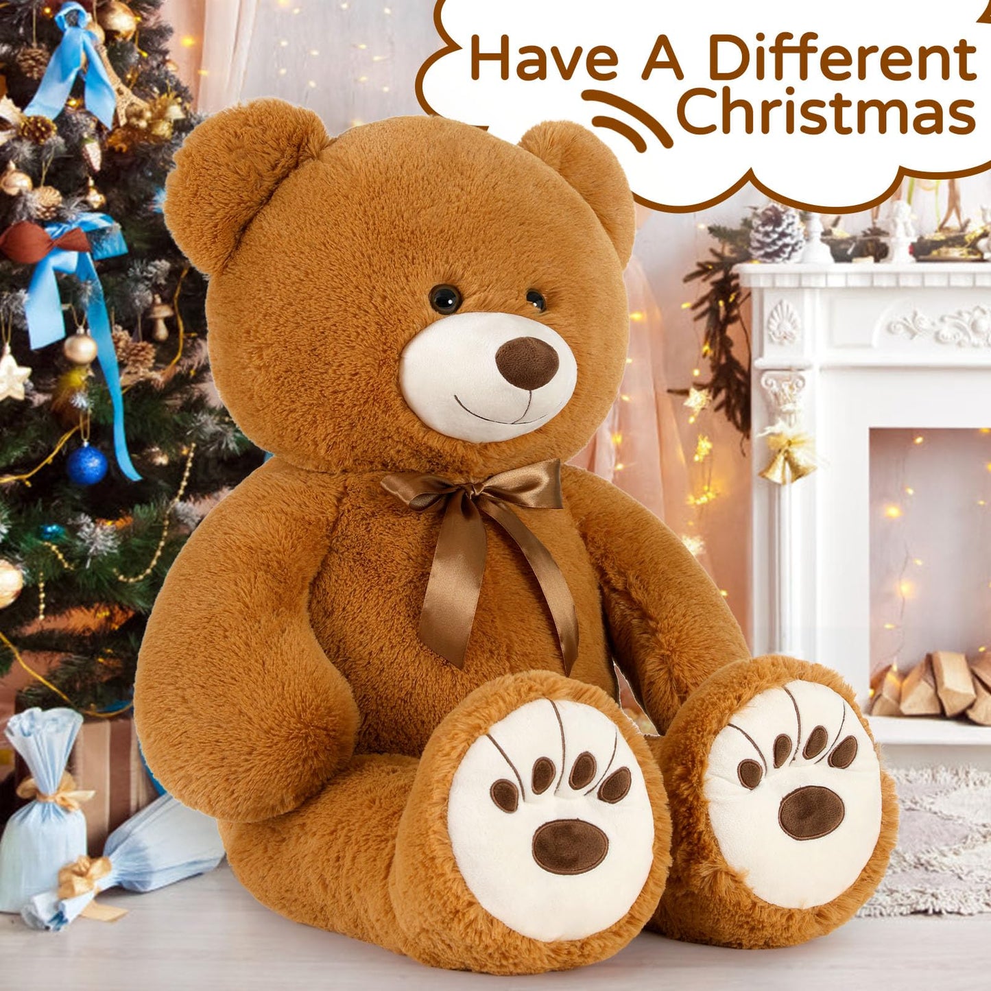 Muiteiur 49 inch Giant Teddy Bear Stuffed Animal, Big Bear Plush with Big Footprint, Great Gift for Party Decorations (Brown)