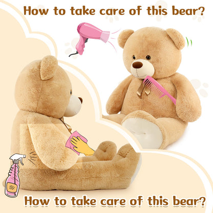 Tezituor 59" Gaint Teddy Bear Stuffed Animal,5ft Life Size Big Teddy Bears,Light Brown Cute Soft Plush Toy,Gifts for Kids Girls Boys Girlfriend Valentine,Christmas,Birthday,Baby Shower,Wedding Party