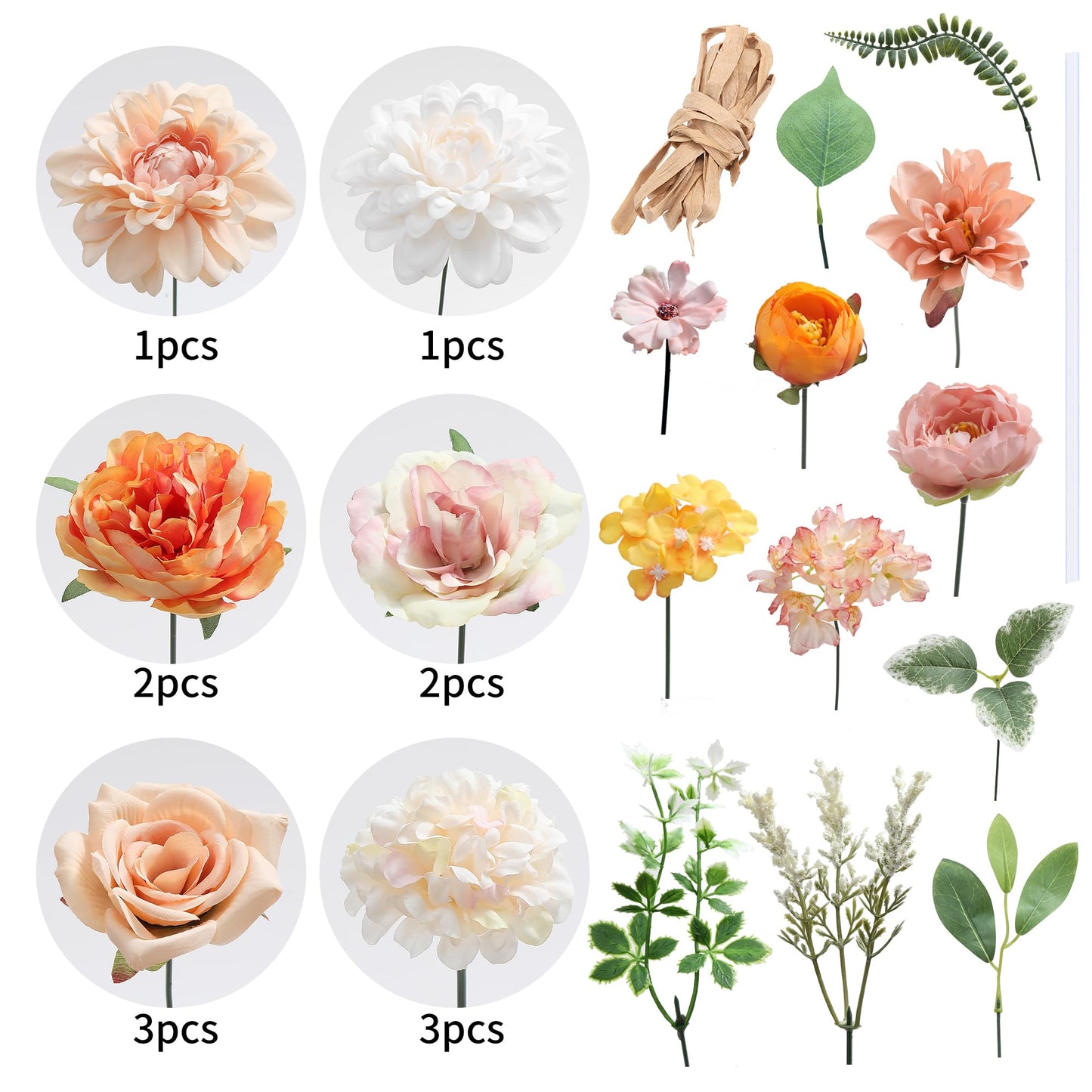 Artificial Flowers Combo, Fake Flowers for DIY Tables Centerpieces Baby Shower Bridal Shower Wedding Bouquet Arrangements Party Candle Holder Cake Decor Flower Home Decorations