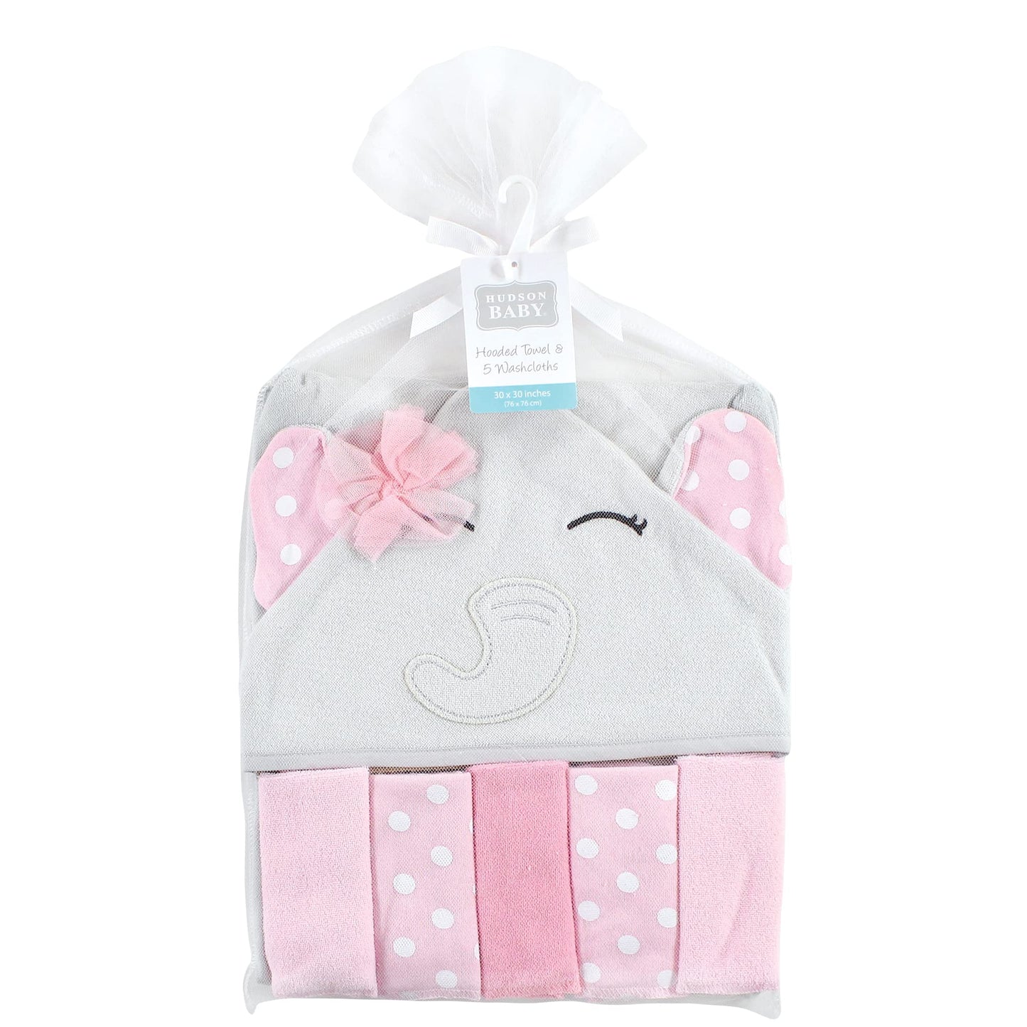 Hudson Baby Unisex Baby Hooded Towel and Five Washcloths, Modern Giraffe, One Size