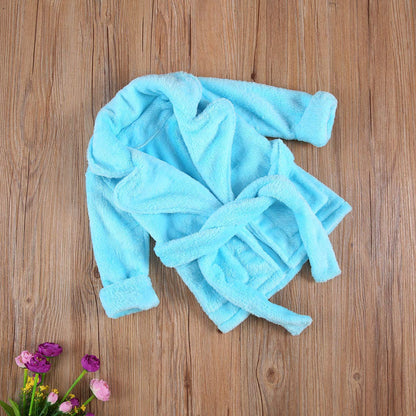 Qiylii Unisex Baby Plush Bathrobe Plain Kimono Gown Newborn Toddler Girls Boys Towel Robe Nightwear Clothes