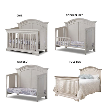 Sorelle Furniture High Arch Portofino Crib, Classic 4-in-1 Convertible Crib, Crib Made of Wood, Wooden Baby Bed, Toddler Bed, Child’s Daybed and Full-Size Bed, Nursery Furniture-Brushed Ivory