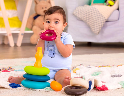 B. toys – Sensory Baby Toys – Soft Baby Blocks – Stacking Drip Cups – Numbers, Shapes & Animals – 6 Months + – Stackin' Squishies