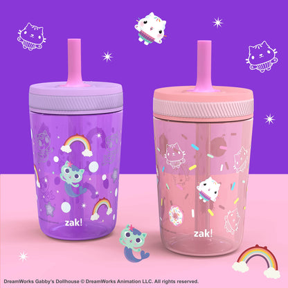 Zak Designs Disney Princess Kelso Toddler Cups For Travel or Home, 15oz 2-Pack Plastic Sippy Cups, Leak-Proof For Kids (Ariel, Aurora, Belle, Cinderella, Jasmine, Mulan, Rapunzel, Tiana)