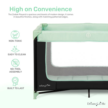 Dream On Me Zodiak Portable Playard in Navy, Lightweight, Packable and Easy Setup Baby Playard, Breathable Mesh Sides and Soft Fabric - Comes with a Removable Padded Mat