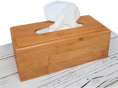 Baby Wipes & Tissue Wooden Dispenser Holder Box | Decorative Container, Reusable in Bathroom Farmhouse Bamboo. Décor Tissue Box Holder | Refillable Baby Wipes Dispenser
