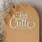 A Little Cutie is on the way Sign for Baby Shower backdrop wall decoration, Wooden cut out banner, Orange citrus theme photo booth centerpiece decor