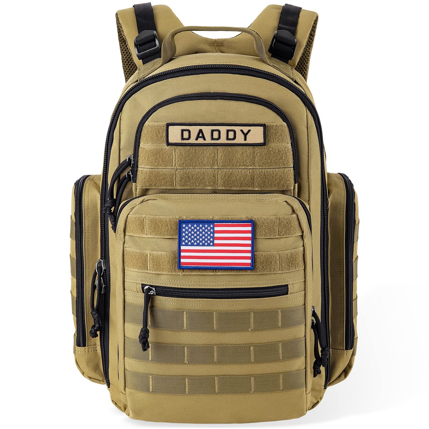 SHARKMOUTH Diaper Bag Backpack for Dad and Mom, Military Molle diaper Pack with Insulated Bottle Holders and Wipe Pocket