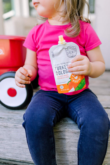 Serenity Kids 7+ Months Bone Broth Puree Made With Organic Veggies - Clean Label Project Purity Award Certified - 3.5 Ounce BPA-Free Pouch - Grass Fed Beef Pot Roast - 12 Count - Baby Food Pouch