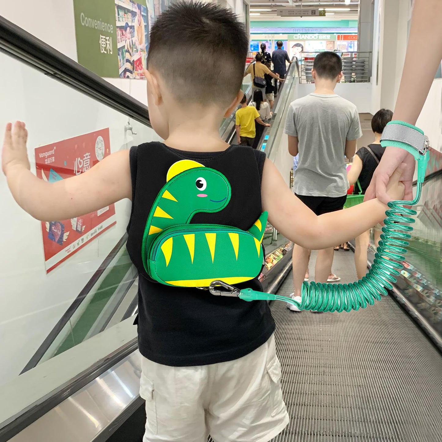 Accmor Toddler Harness with Leash, Cute Dinosaur Kids Harness + Anti Lost Wrist Link, Mini Child Harness Leash Wristband Strap Belt Protector for Baby Boys Girls to Outdoor Travel (Blue)