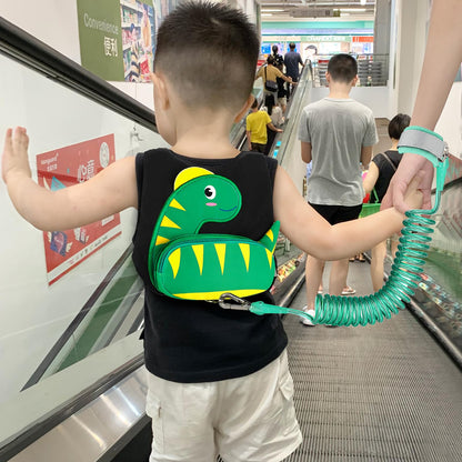Accmor Toddler Harness with Leash, Cute Dinosaur Kids Harness + Anti Lost Wrist Link, Mini Child Harness Leash Wristband Strap Belt Protector for Baby Boys Girls to Outdoor Travel (Blue)