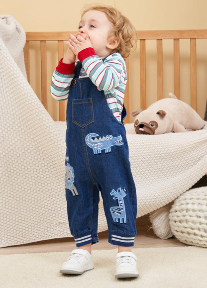 Baby Boy Clothes Set Infant Boy's Long Sleeve Romper+Dinosaur Denim Overalls Toddler Boys Fall Winter Outfits Suit