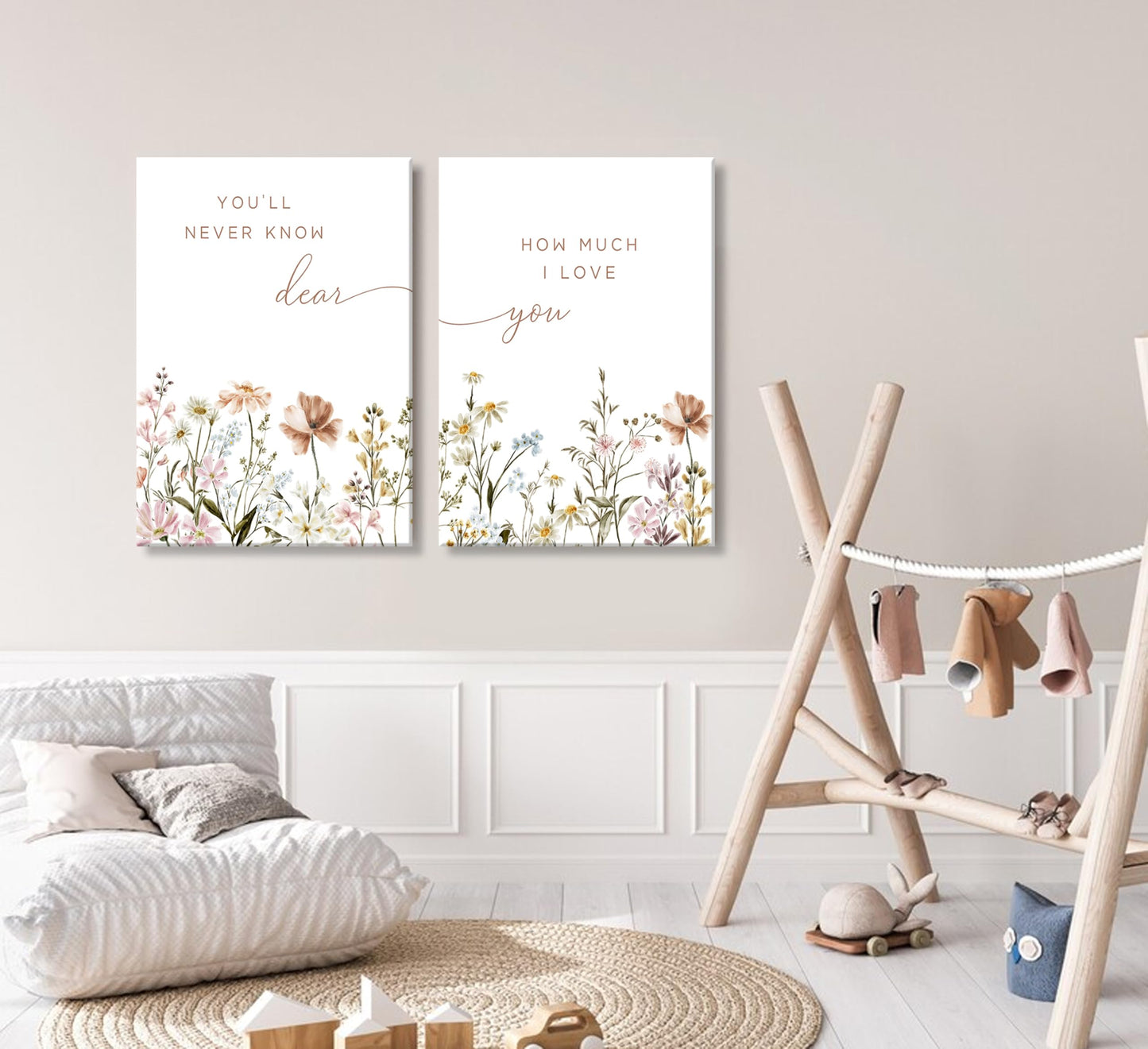 libitea 2 Pcs Wildflower Nursery Wall Art Flower Botanical Sentence Poster Painting Picture Wall Decor Boho Girl Nurseries PrintArtwork for Nursery Baby Room Living Room Bedroom Home Decoration