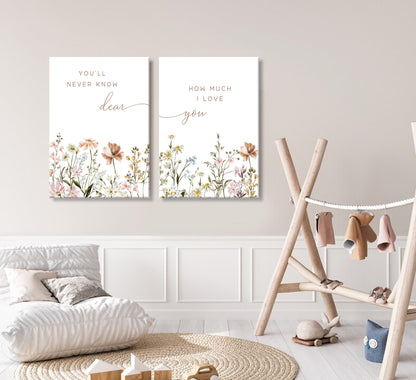 libitea 2 Pcs Wildflower Nursery Wall Art Flower Botanical Sentence Poster Painting Picture Wall Decor Boho Girl Nurseries PrintArtwork for Nursery Baby Room Living Room Bedroom Home Decoration